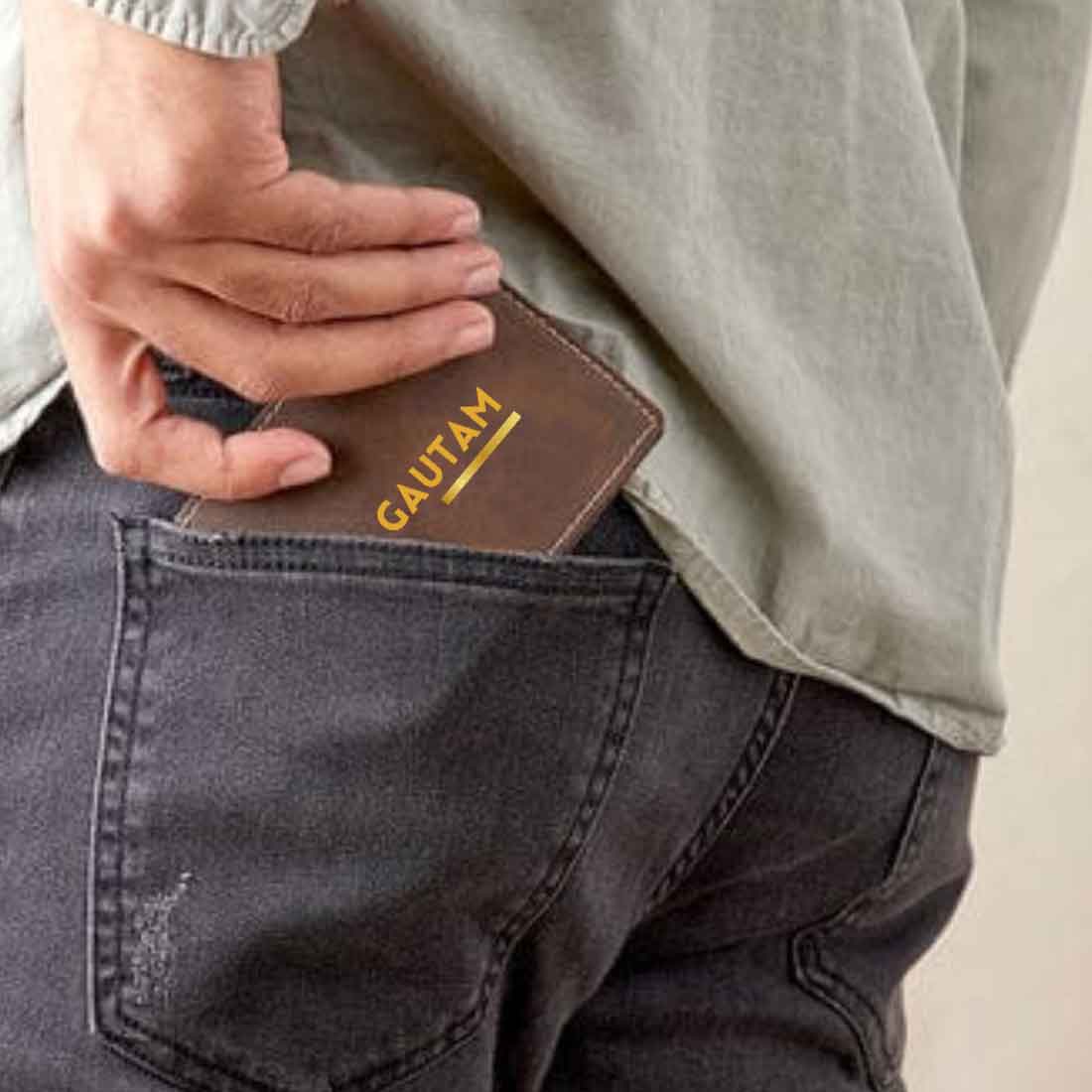 Personalised Wallet for Men Faux Leather Gents Purse - Add Name - Image 3