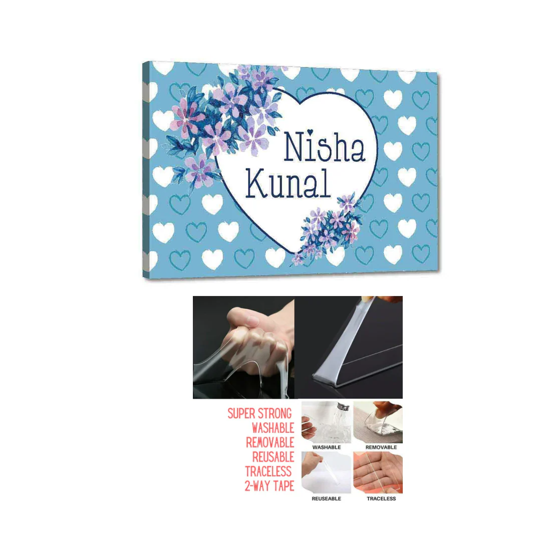 Designer Personalize Door Name Plate - Sweet Blue Hearts - Image 5