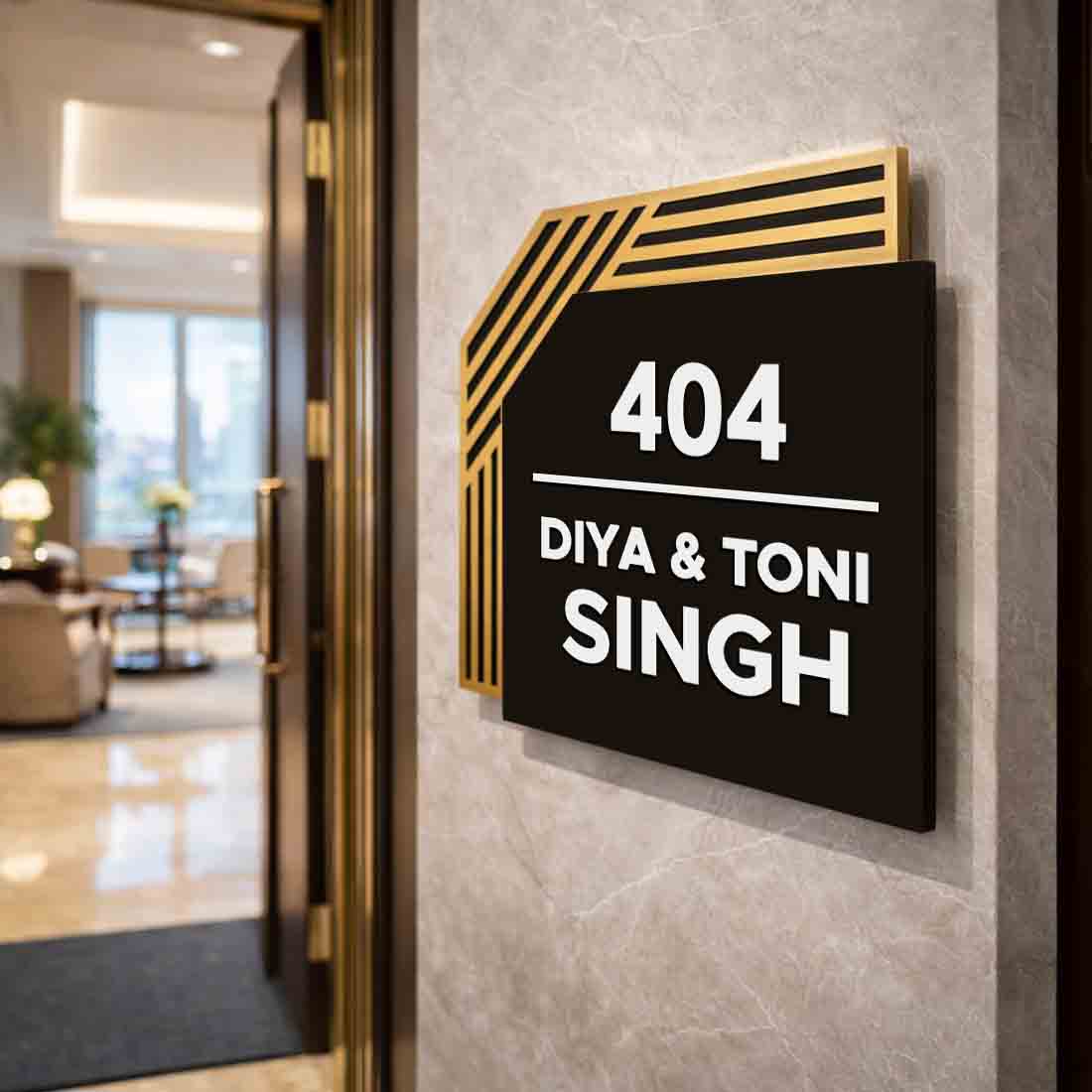 Personalized Name Plate with Golden Design | Premium Acrylic Modern Name Board for Home & Office Entrance - Image 2