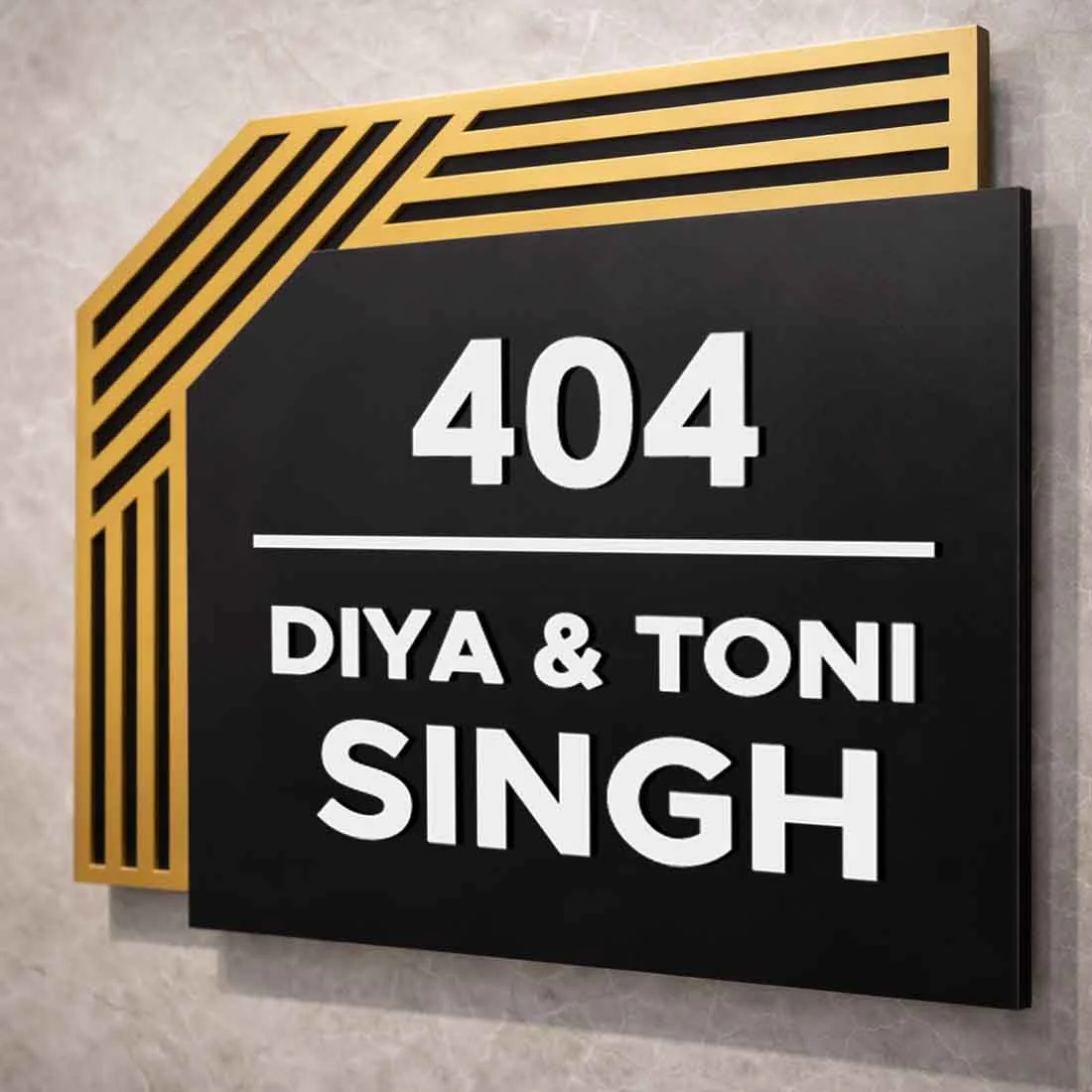 Personalized Name Plate with Golden Design | Premium Acrylic Modern Name Board for Home & Office Entrance - Image 3