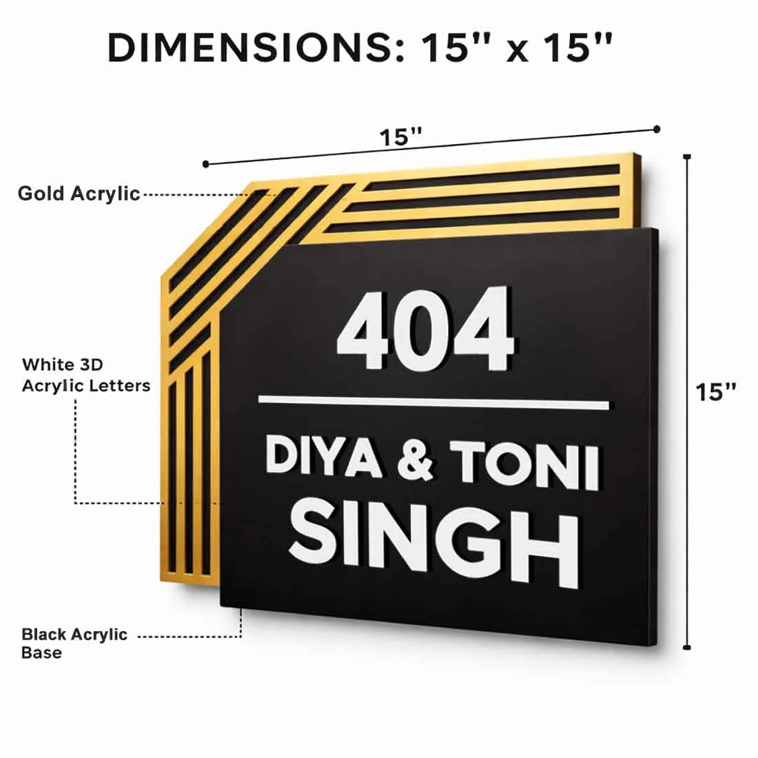 Personalized Name Plate with Golden Design | Premium Acrylic Modern Name Board for Home & Office Entrance - Image 4