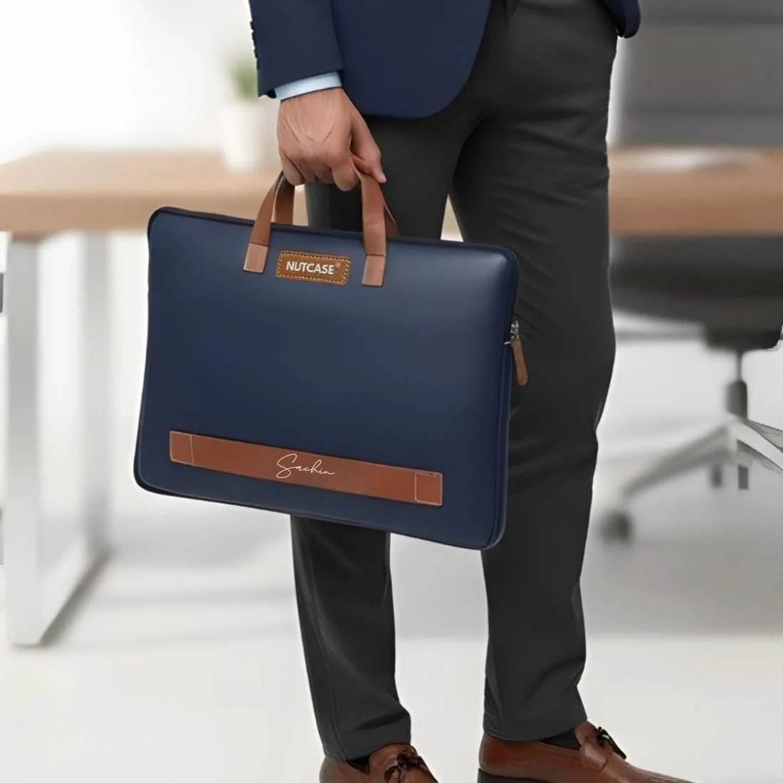 Personalized Office Laptop Bags with Name - Duo Tone Premium Laptop Carry Bag for up to 15” laptops - Image 4