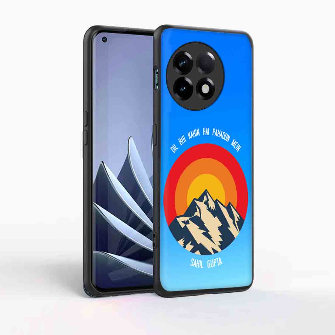 Personalized One Plus 11R Phone Case with Name One plus Mobile Back Cover - Adventure Mountains