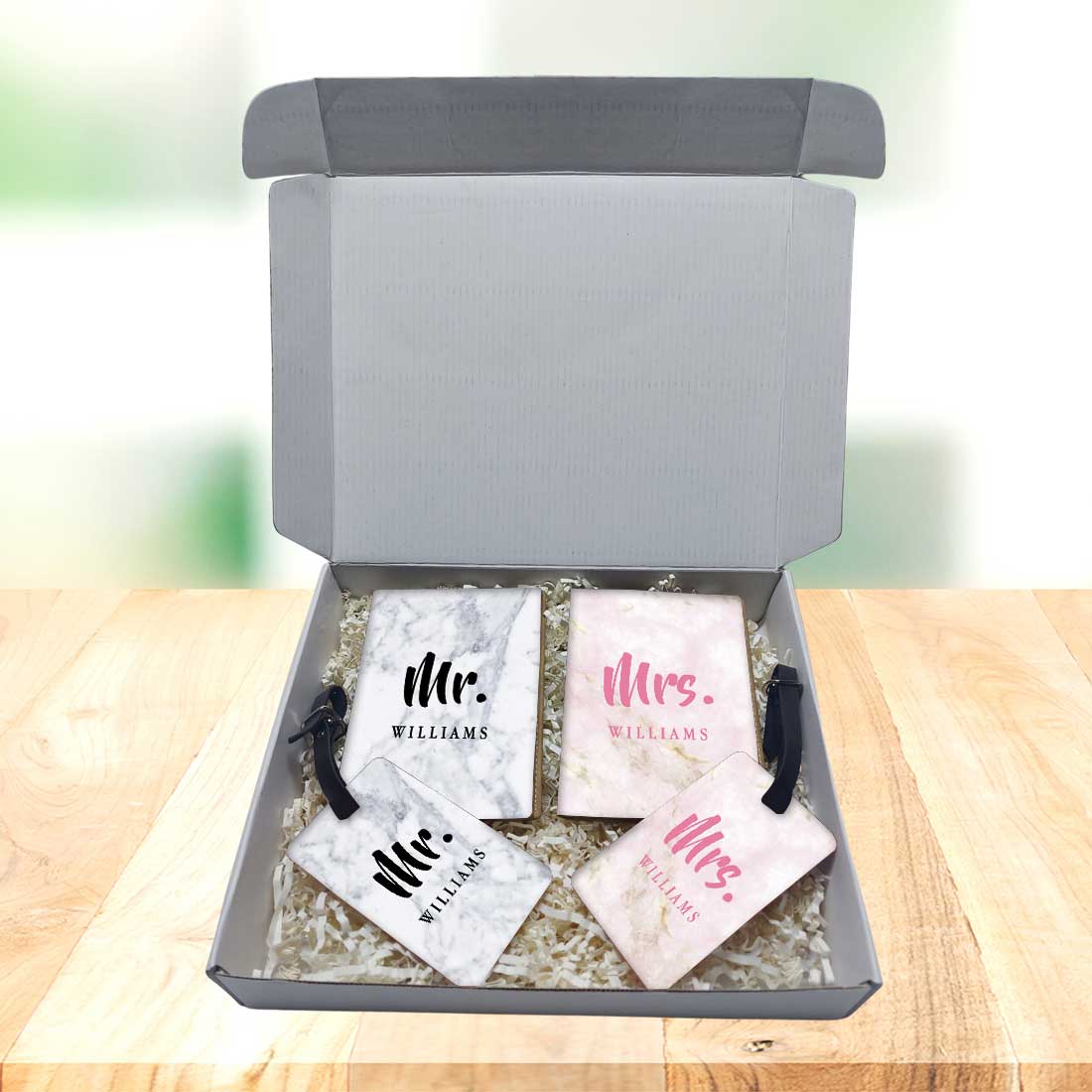 Personalized Passport Holder Luggage Tag for Couple- Mr Mrs Passport Holder and Baggage Tags Gift Set - Image 3