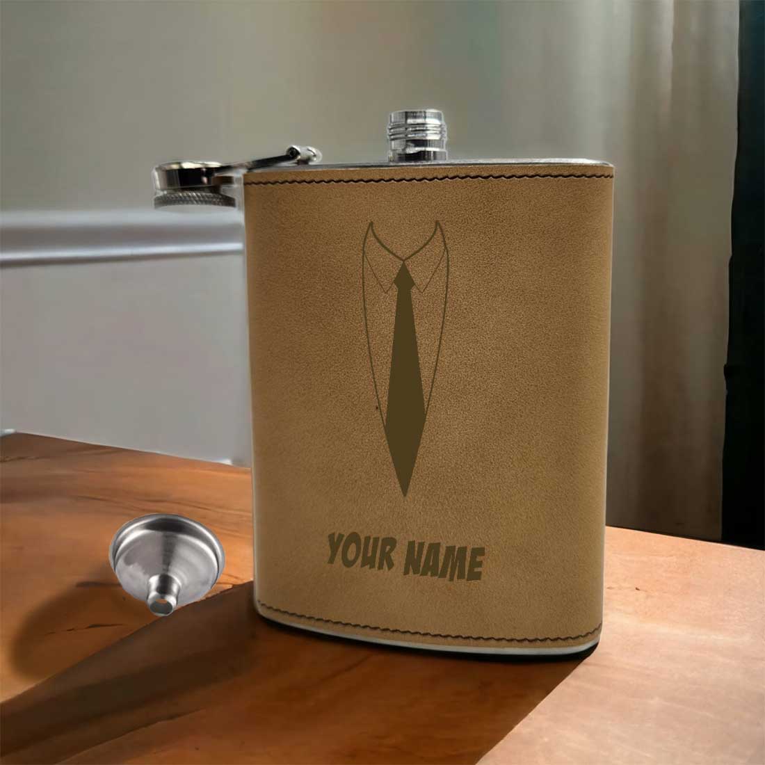 Personalized PU Leather Hip Flask Engraved Alcohol Flasks - Suit Up - Image 4