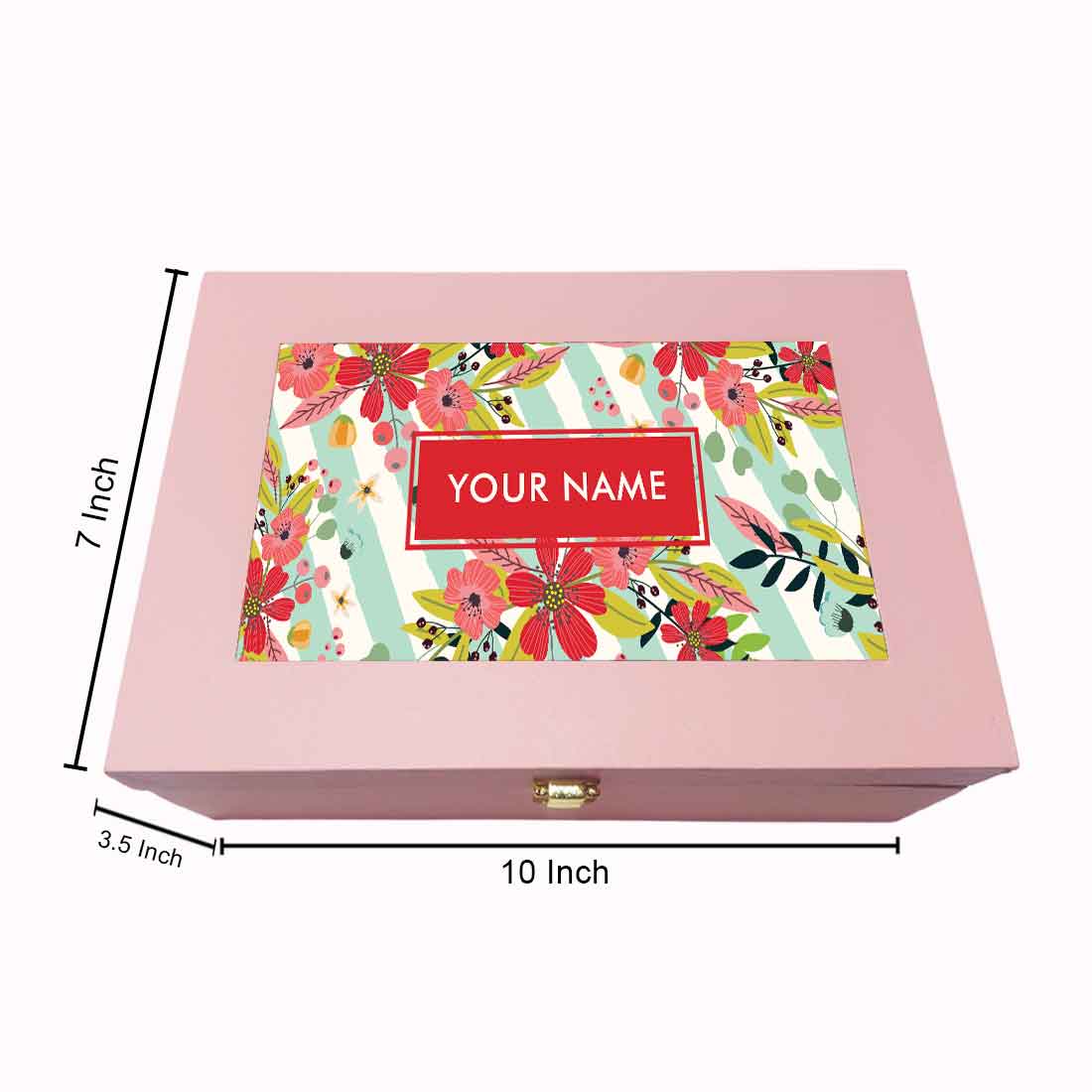 Custom Best Gift Boxes Vegan Leather Add Your Name - Flower Stripe - Image 6