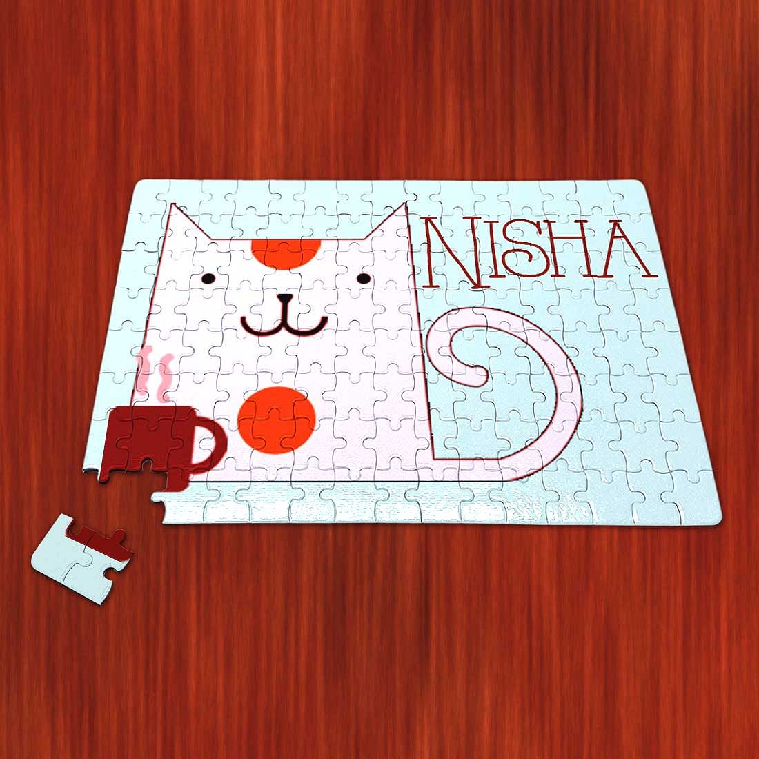 Personalised Childrens Puzzle - Cat Orange Patch - Image 3