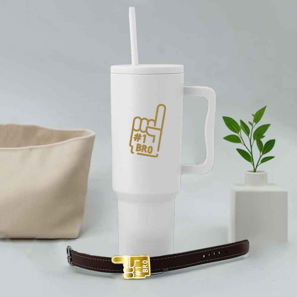 Personalized Rakhi Gift for Brother – 1200ml Insulated Tumbler with Acrylic Rakhi - Image 3