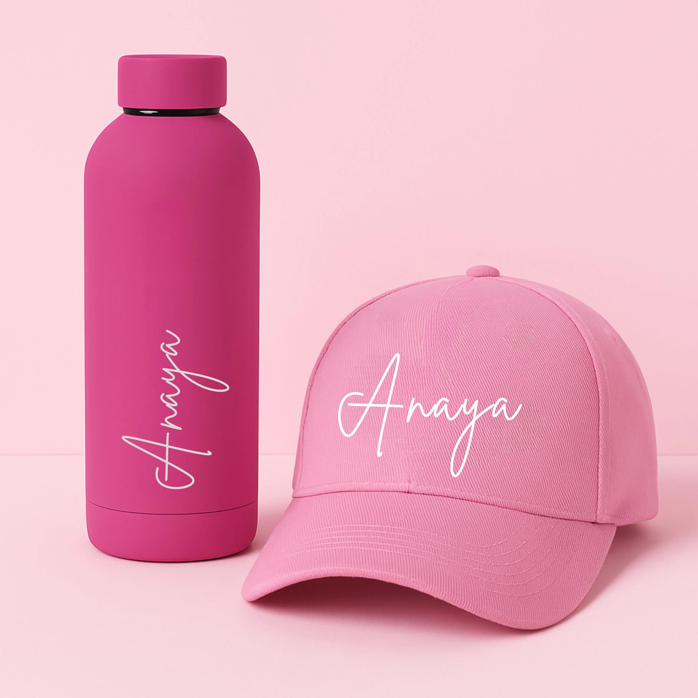 Rakhi Gift for Sister – Personalized Pink Cap with Name & Insulated Tumbler/Bottle - Image 3