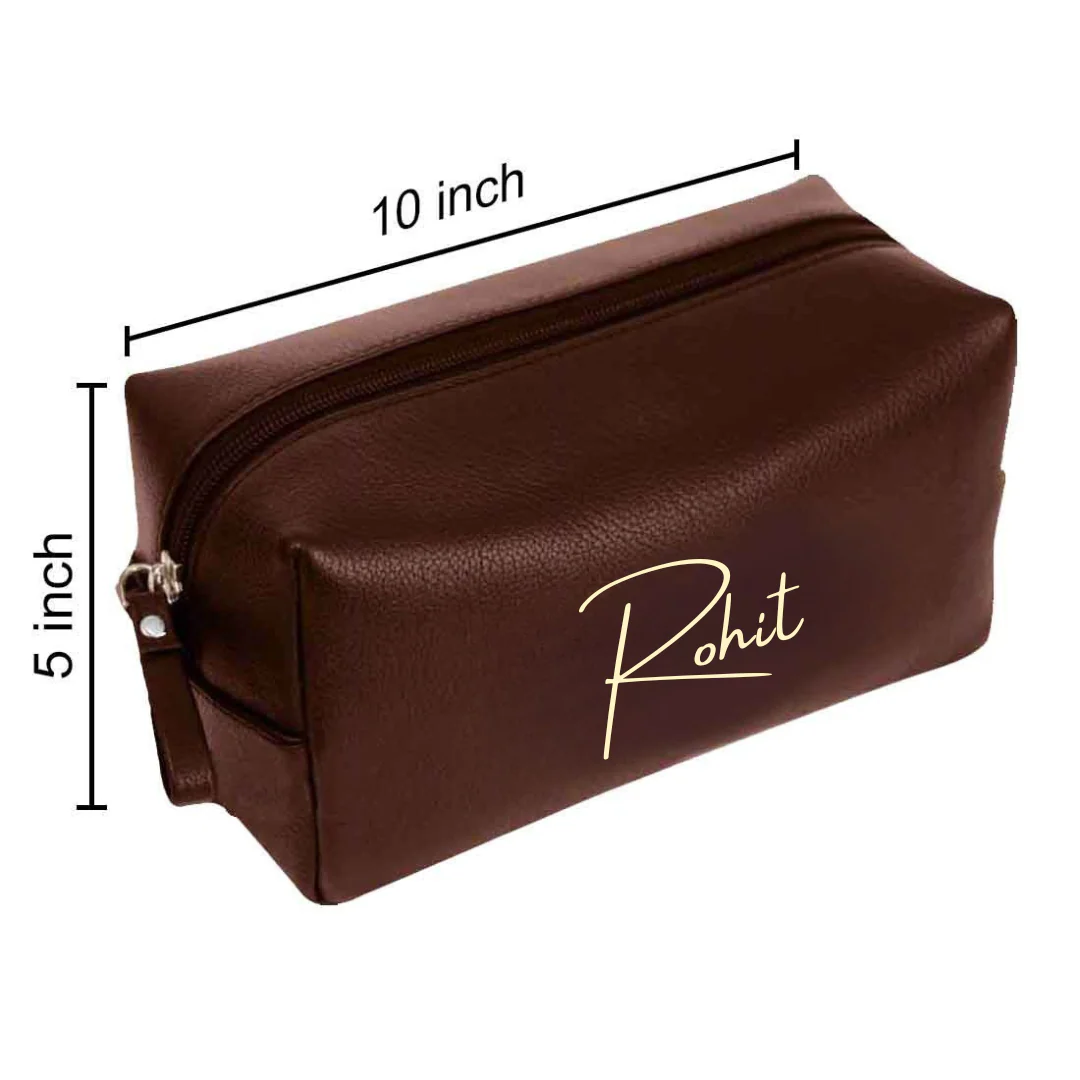 Personalized Raksha Bandhan Gift Set for Brother - Faux Leather Pouch, Wallet, Glass Holder & Rakhi - Available in Black & Brown - Image 9
