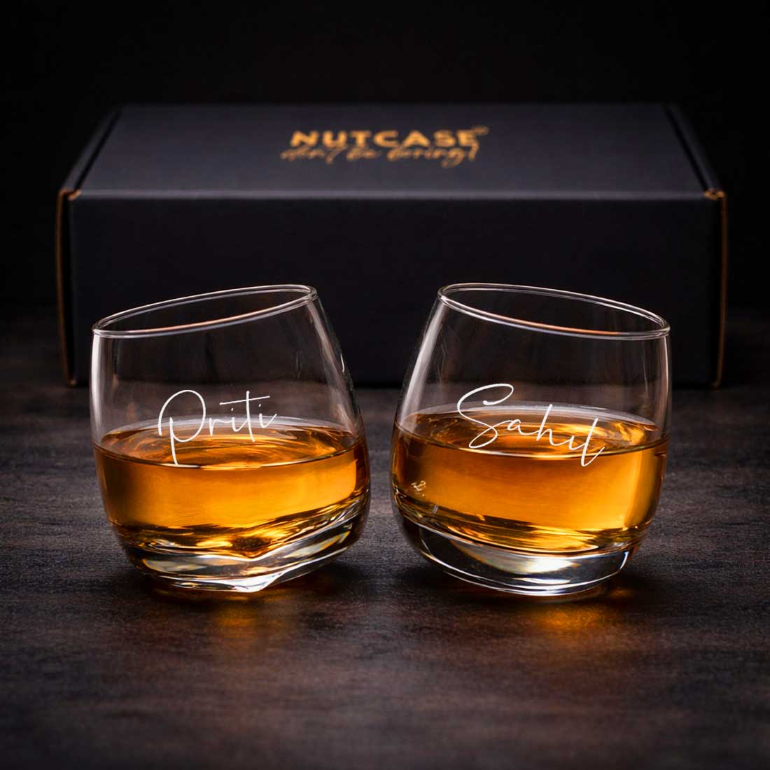 Personalized Rotating Whiskey Glass Set of 2 – Engraved Scotch Glass with Premium Box - Image 2