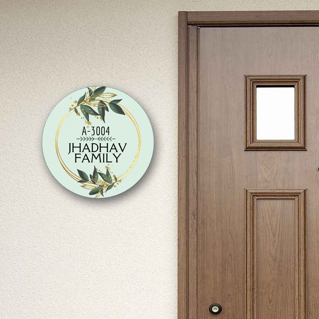 Personalised Door House Name Plate Round - Olive And Gold - Image 4