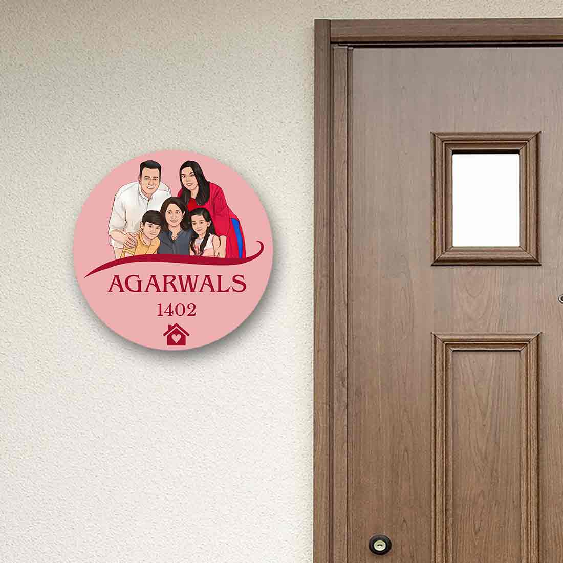 Personalized Round Name Plate Design With Caricature Photo Art for Home - Image 4