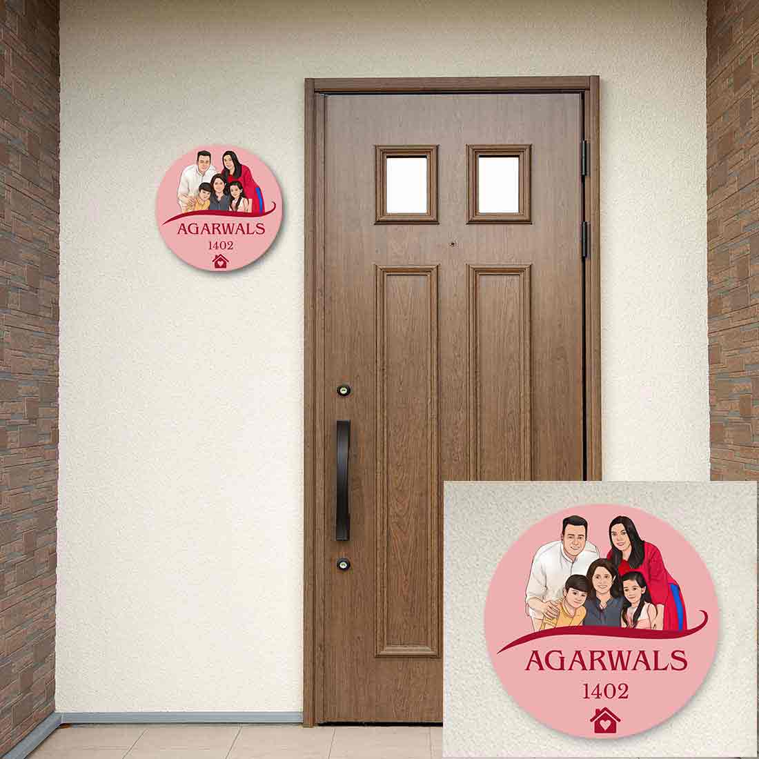 Personalized Round Name Plate Design With Caricature Photo Art for Home - Image 5