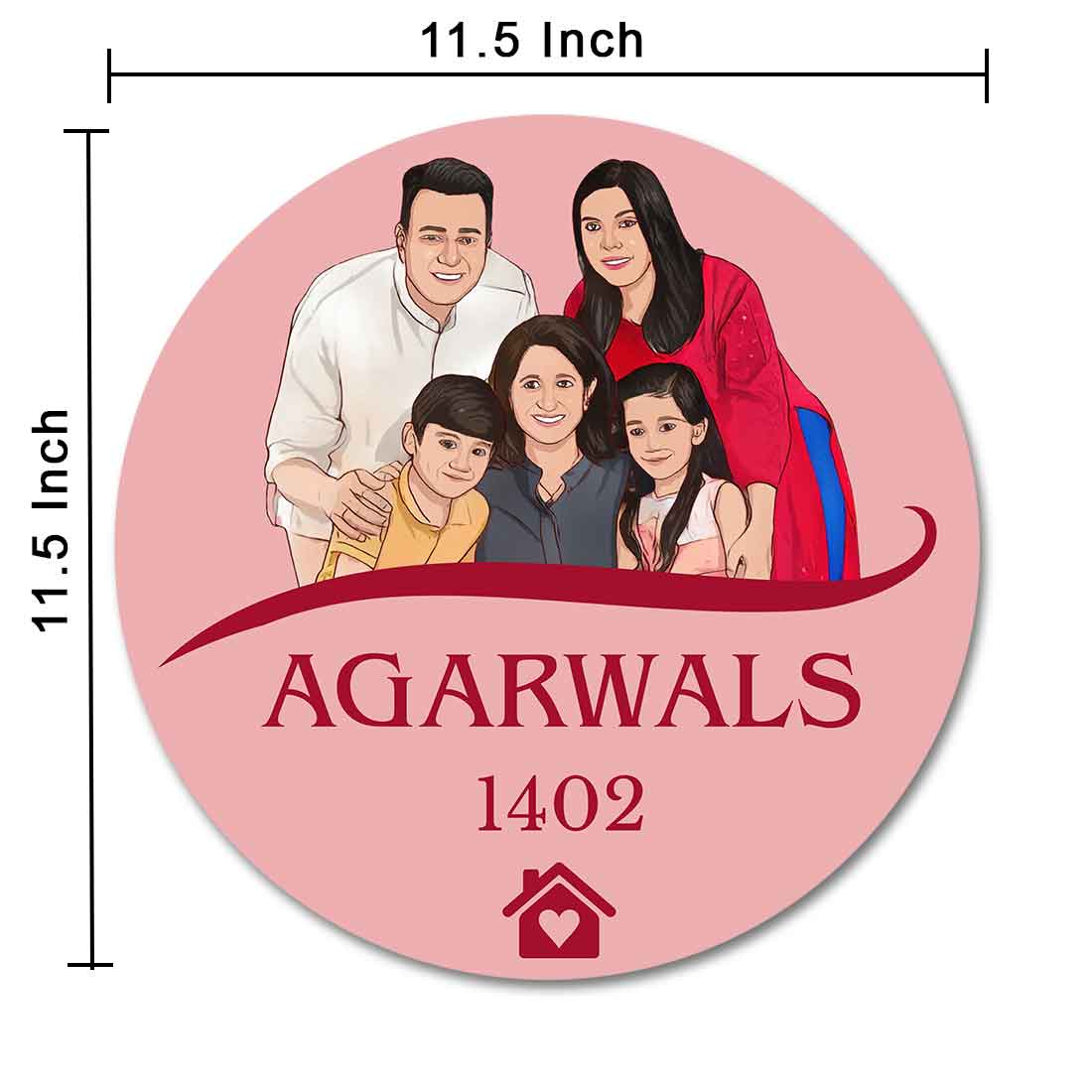Personalized Round Name Plate Design With Caricature Photo Art for Home - Image 6