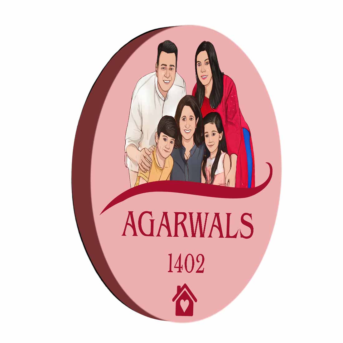 Personalized Round Name Plate Design With Caricature Photo Art for Home - Image 7