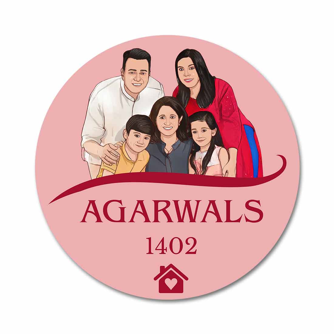 Personalized Round Name Plate Design With Caricature Photo Art for Home - Image 8
