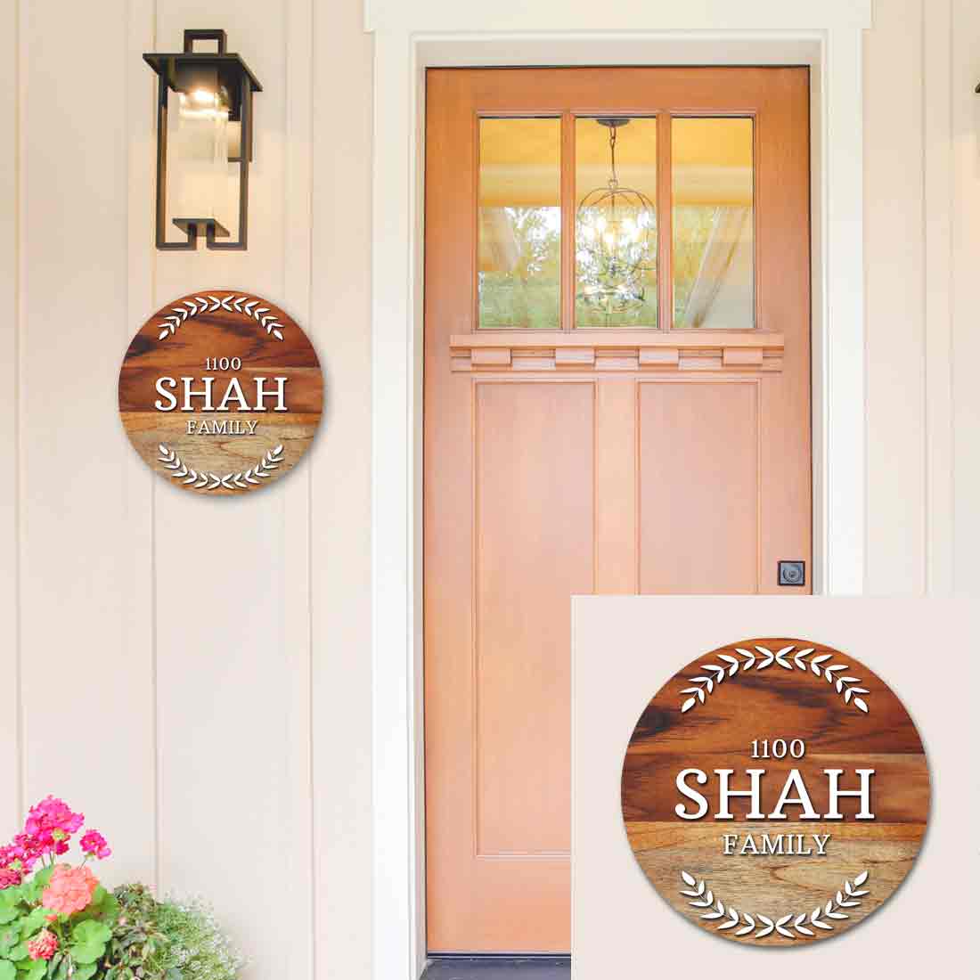 Personalized Wooden Round Name Plate for House Office Décor - Image 2