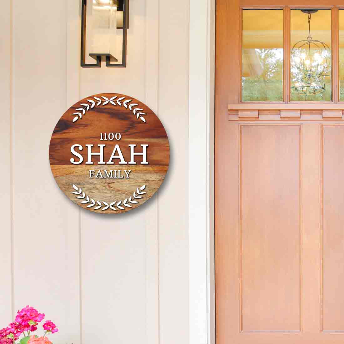Personalized Wooden Round Name Plate for House Office Décor - Image 3