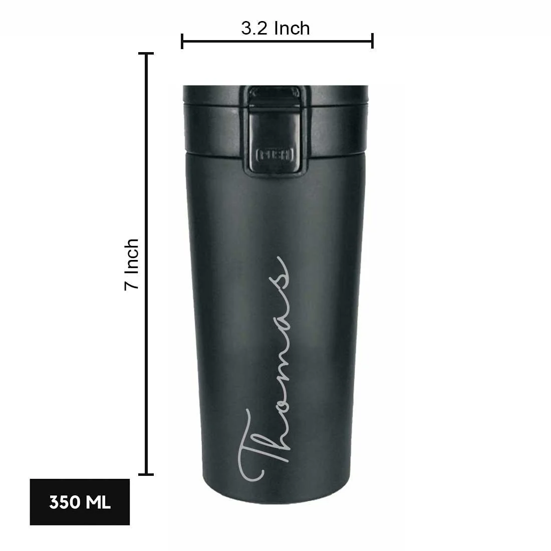 Personalized Travel Coffee Flask Sipper With Name Engraved  - Calligraphy 380ML - Image 10