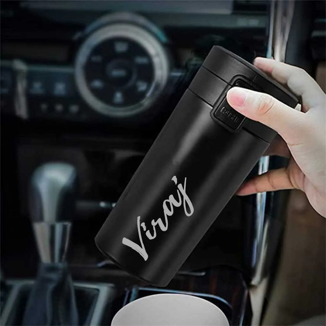 Personalized Travel Coffee Flask Sipper With Name Engraved  - Calligraphy 380ML - Image 15