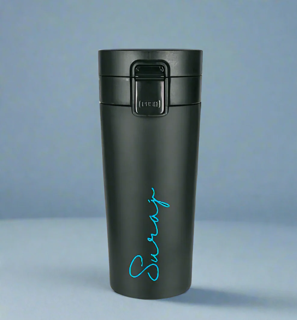 Personalized Travel Coffee Flask Sipper With Name Engraved  - Calligraphy 380ML - Image 6