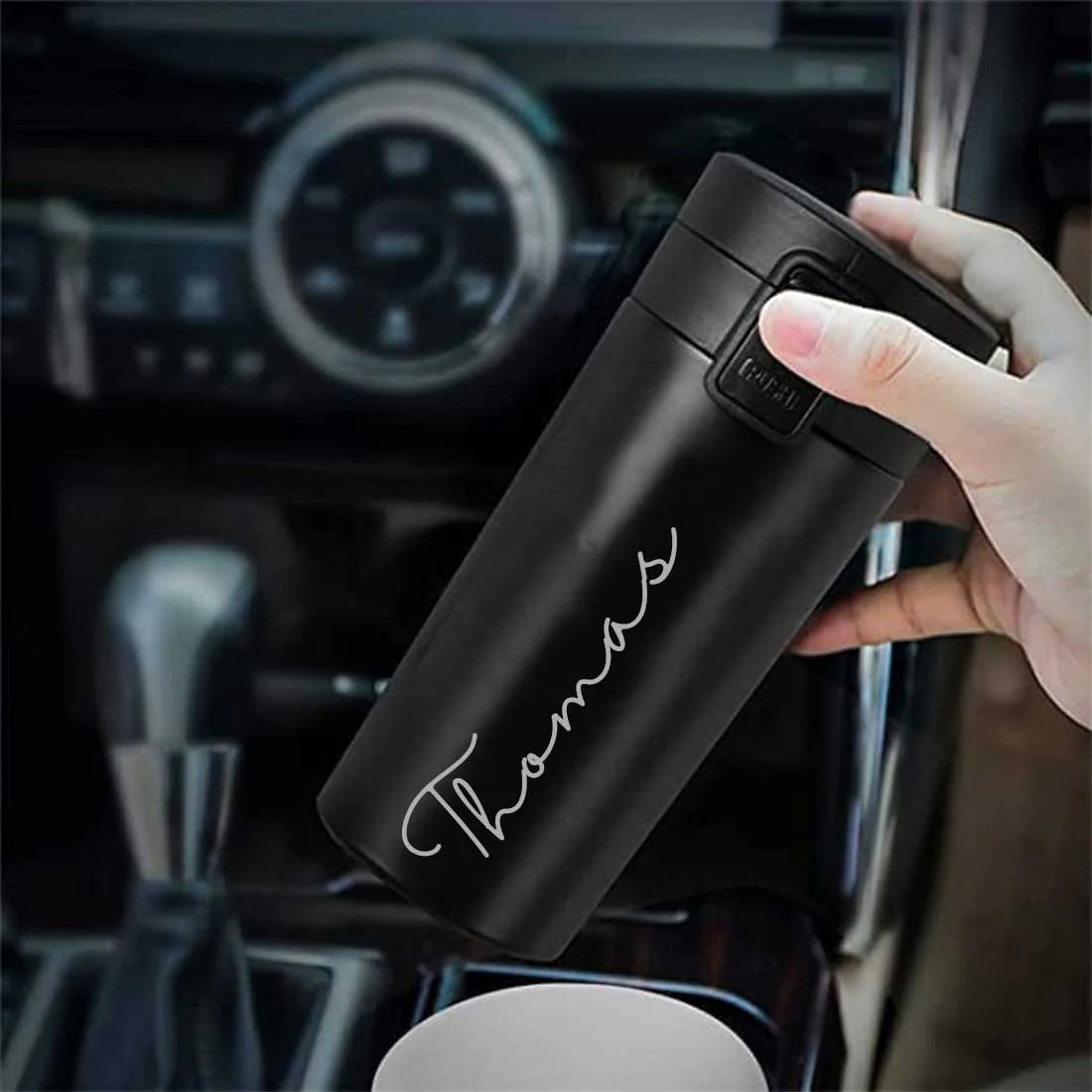 Personalized Travel Coffee Flask Sipper With Name Engraved  - Calligraphy 380ML - Image 9