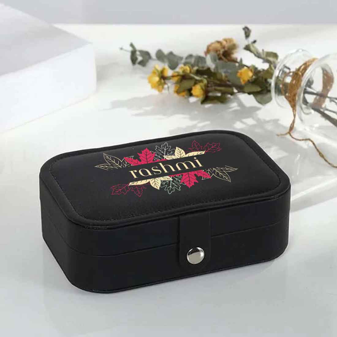 Jewellery Box for Girl Personalised With Name Jewelry Case Earrings Pendants Nacklaces - Autumn leaves - Image 2