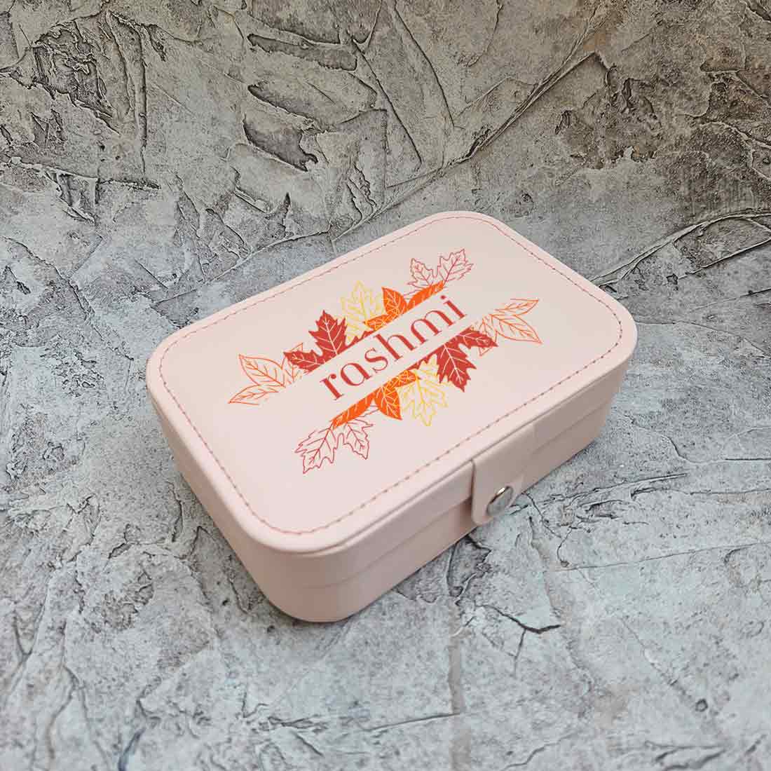 Jewellery Box for Girl Personalised With Name Jewelry Case Earrings Pendants Nacklaces - Autumn leaves - Image 5