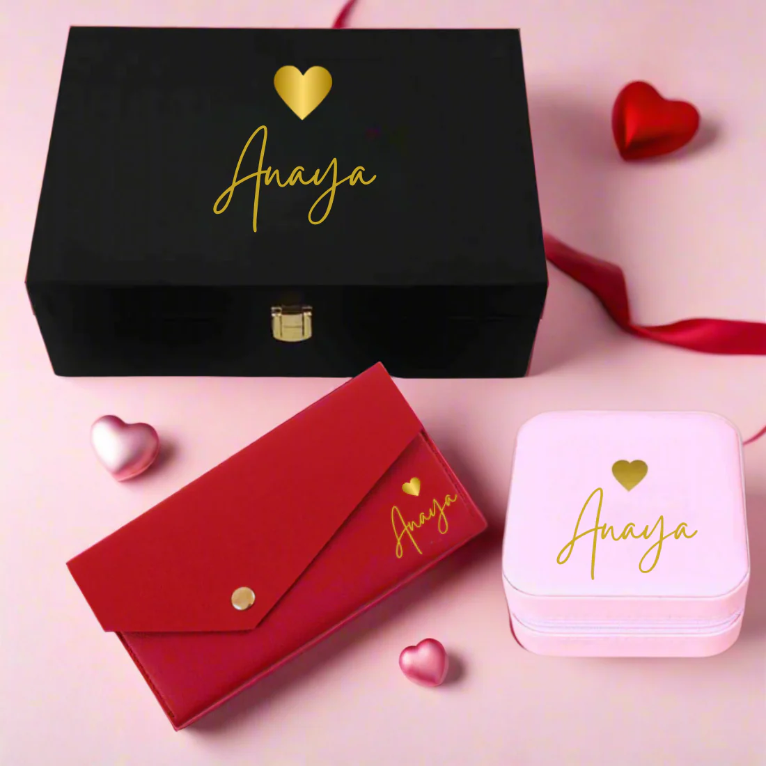 Valentine's Day Gift For Her Custom Purse And Jewellery Organizer Gift Box Set