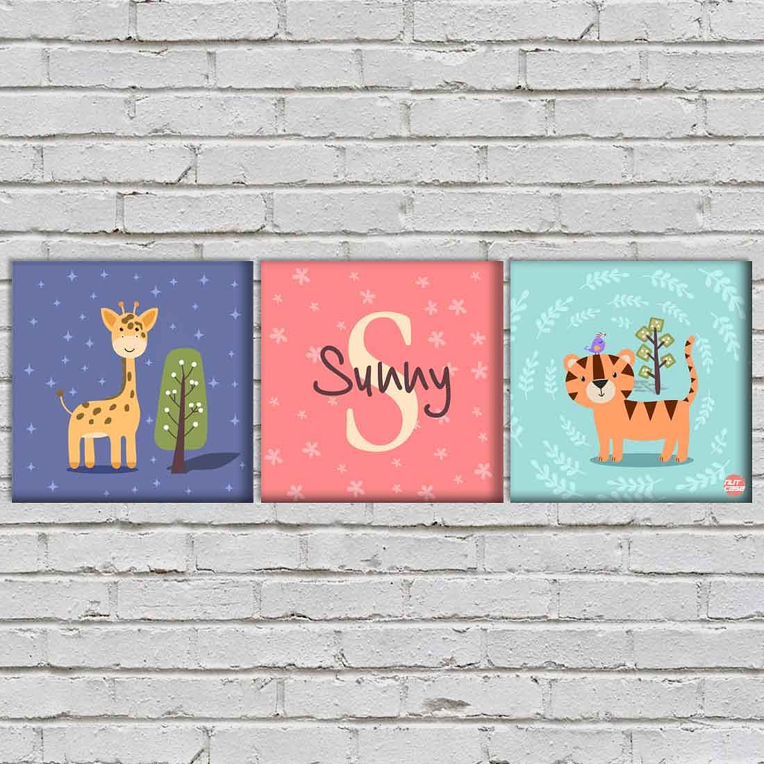 Customized Kids Room Wall Decor - Tigar and Giraffe - Image 2