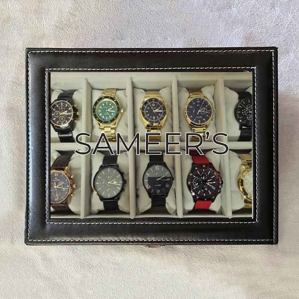 Personalized Watch Box Organizer – 10 Slot Faux Leather Wrist Watch Storage Case with Glass Lid - Image 6