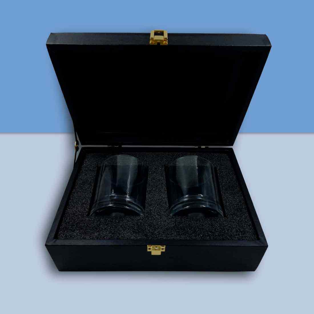 Customized Couple Whiskey Glass Set with Black Gift Box - Image 4