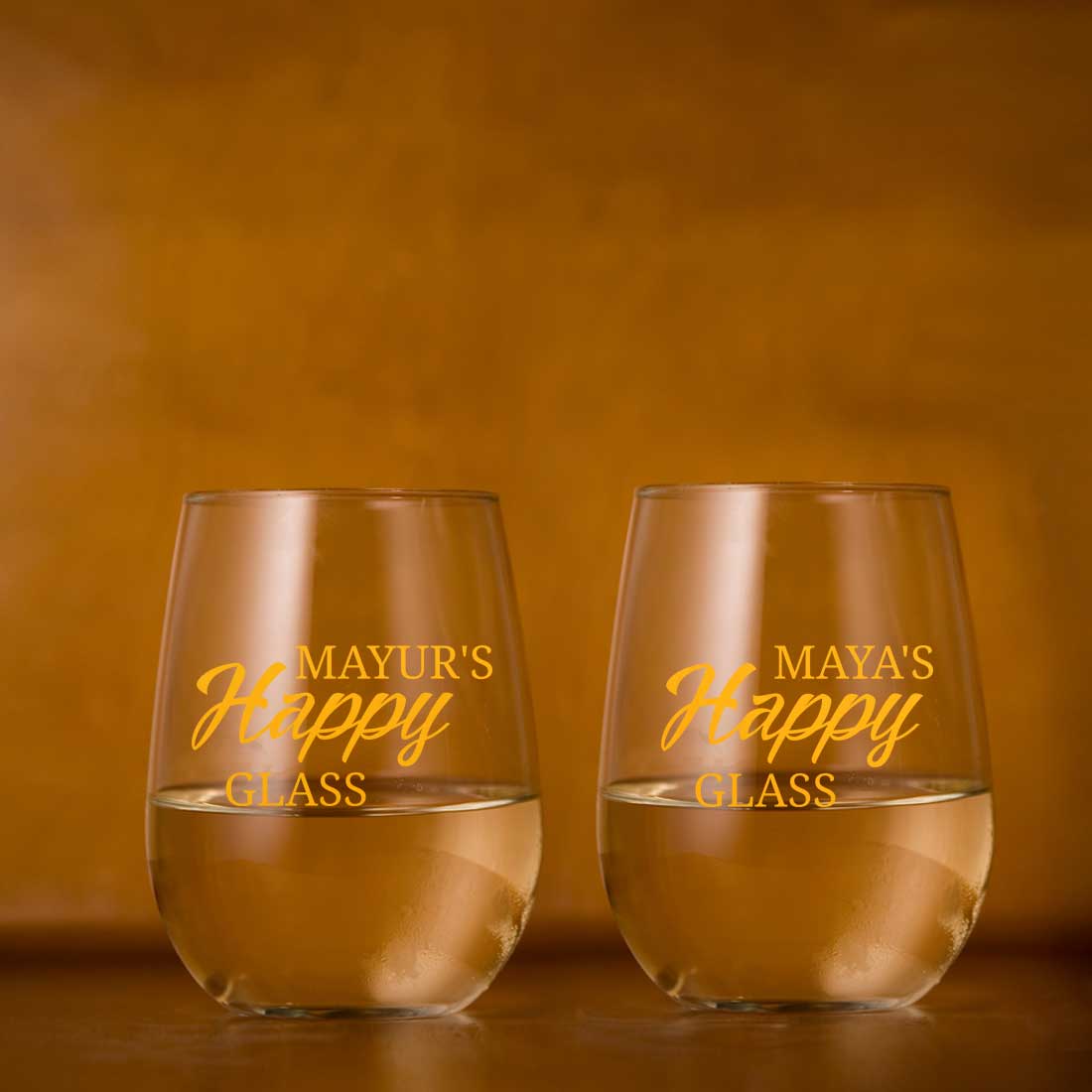 Personalized Stemless Wine Glasses Set of 2 With Gift Box Available in Black Pink Blue or Green Boxes - Image 4