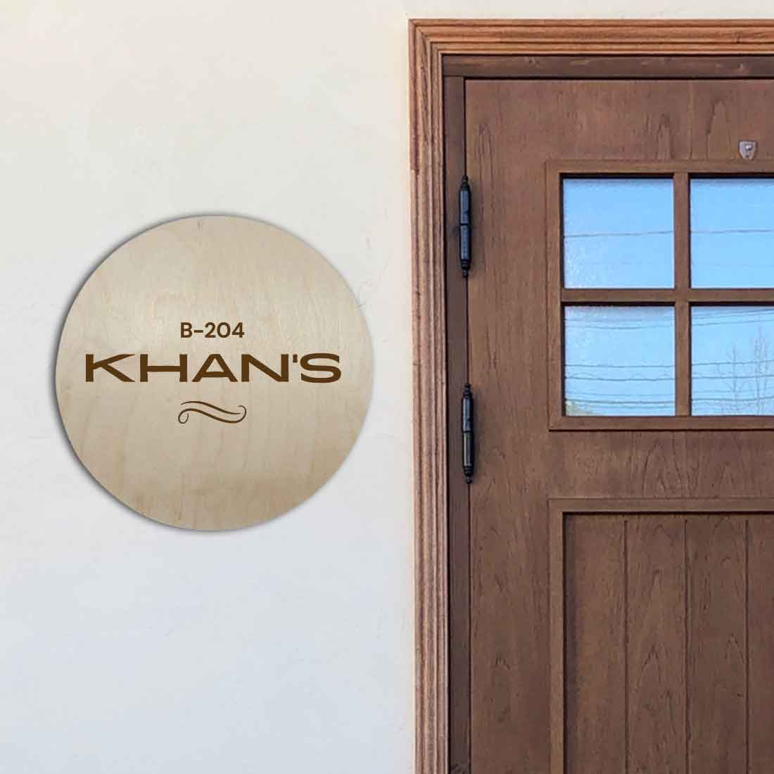 Personalised Engraved Wooden Name Plates for Door Entrance Round Name Board - Image 2