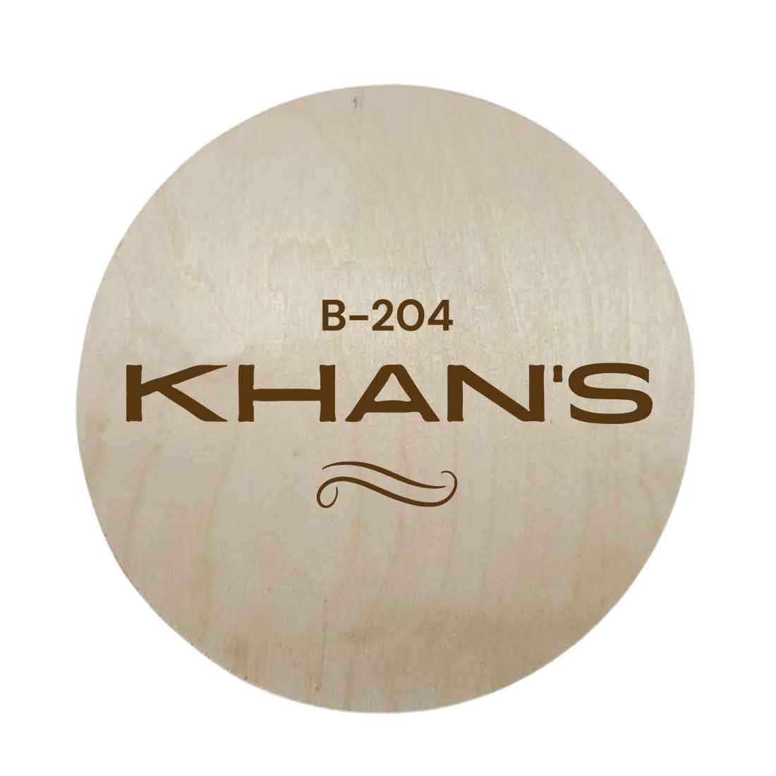 Personalised Engraved Wooden Name Plates for Door Entrance Round Name Board - Image 3