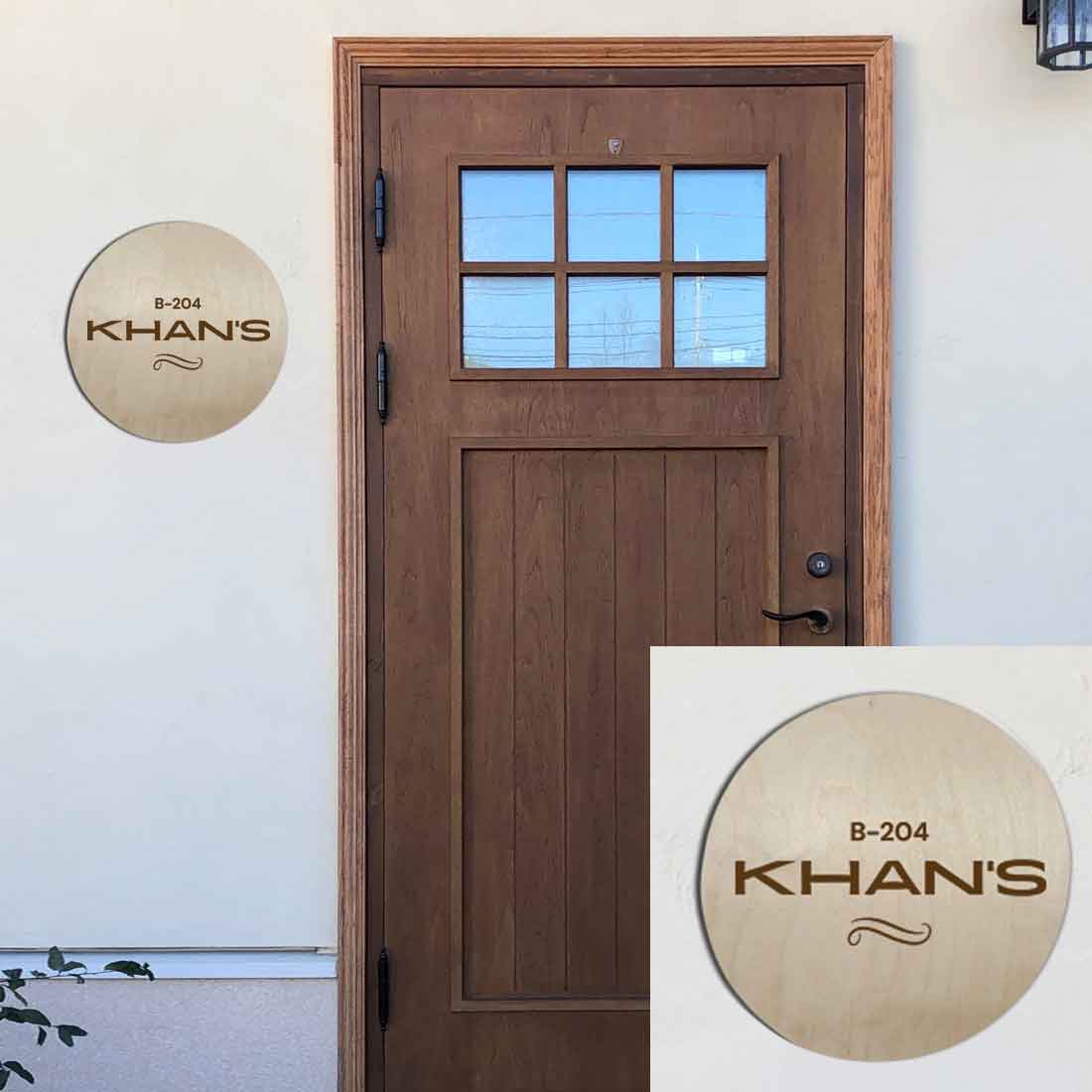 Personalised Engraved Wooden Name Plates for Door Entrance Round Name Board - Image 4