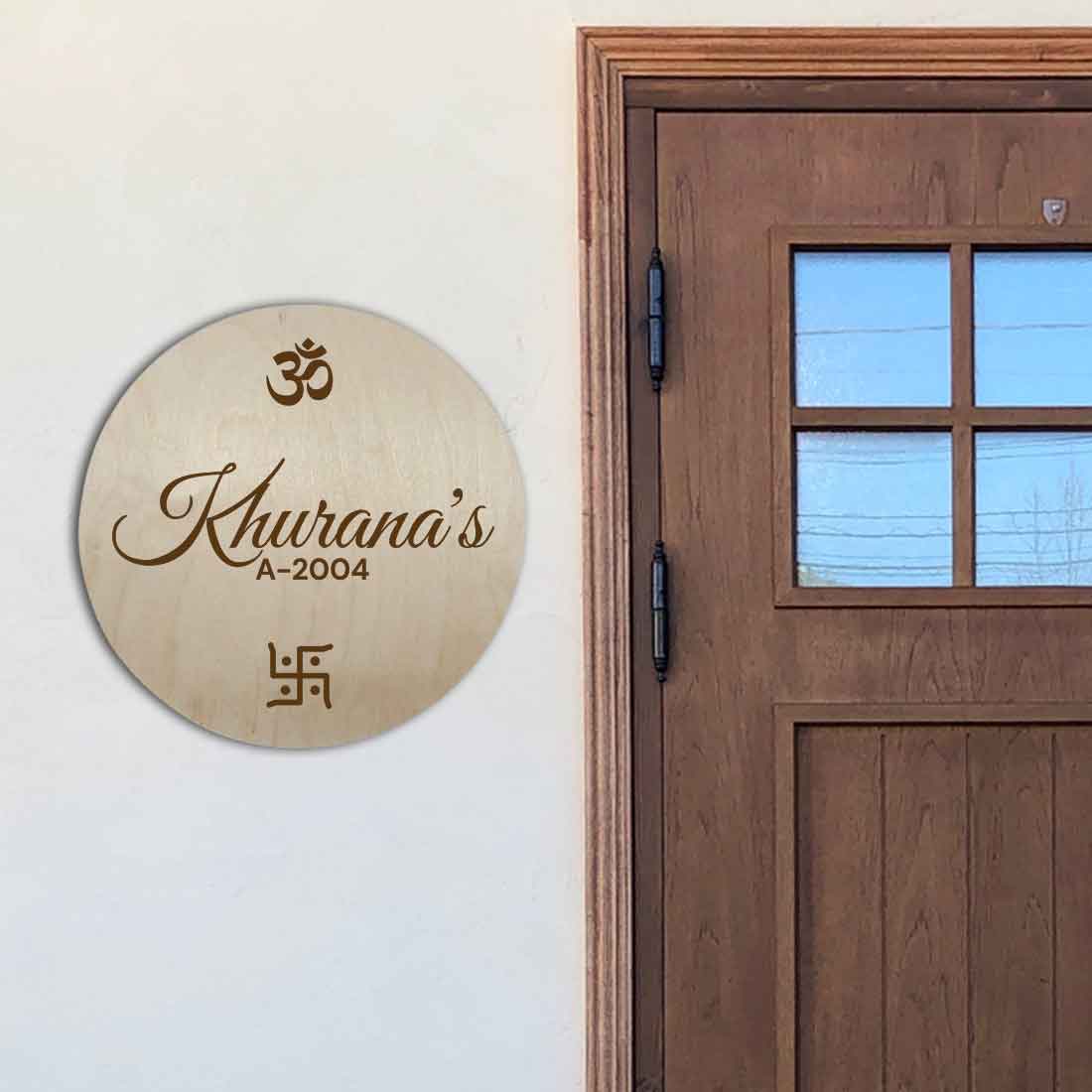 Personalized Wooden Name Plates for Home Flat Engraved Round Name Board - Image 2
