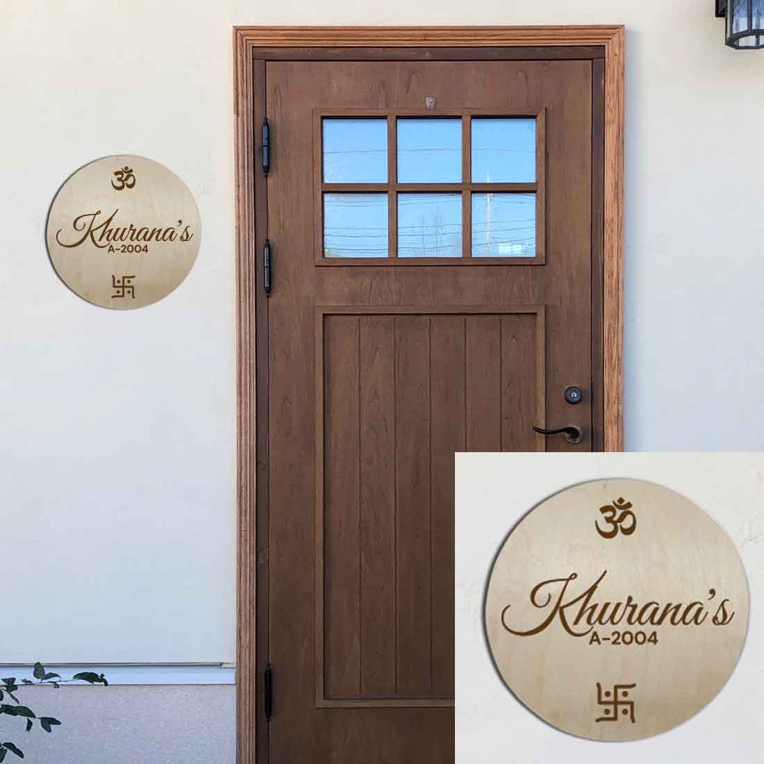 Personalized Wooden Name Plates for Home Flat Engraved Round Name Board - Image 3