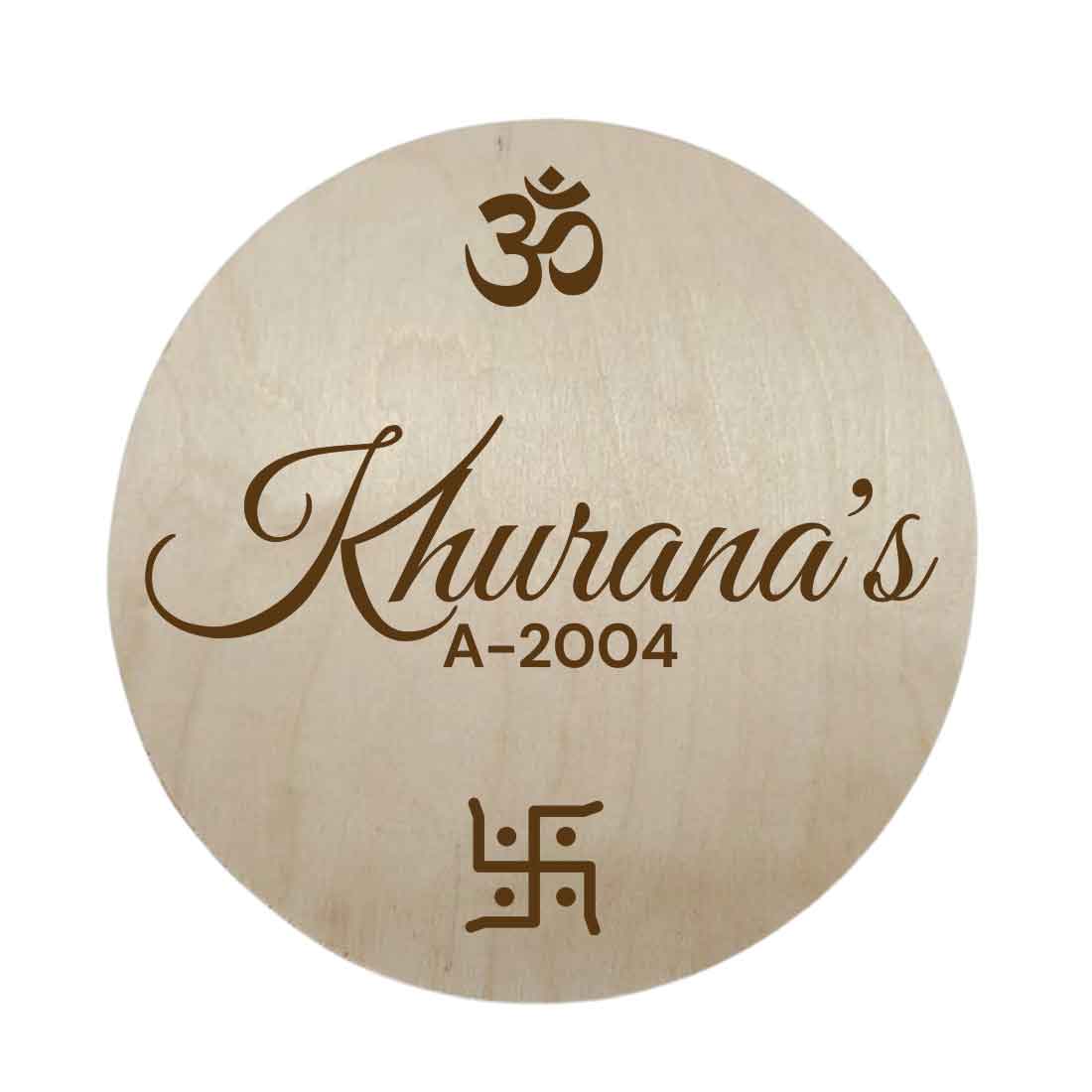 Personalized Wooden Name Plates for Home Flat Engraved Round Name Board - Image 4