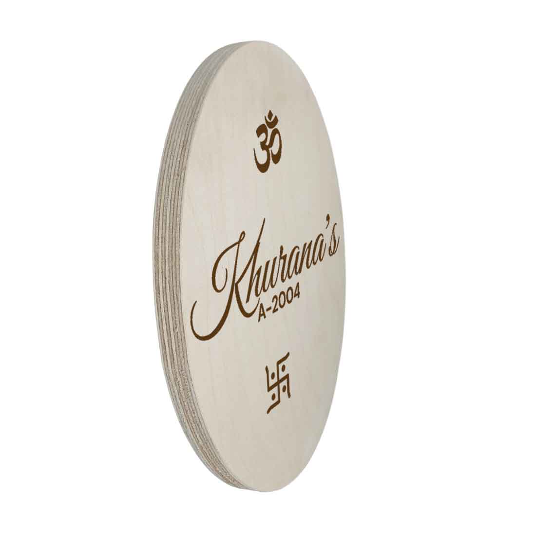 Personalized Wooden Name Plates for Home Flat Engraved Round Name Board - Image 5