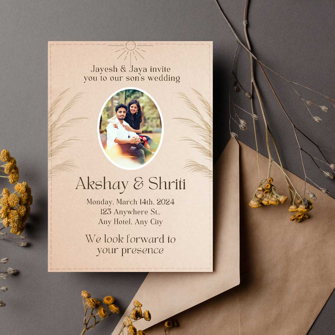 Picture Wedding Invitations Card - Personalized Marriage Invite Card-6x9 inches (Acrylic or Satin on Paper Board)(25 pcs) - Image 2