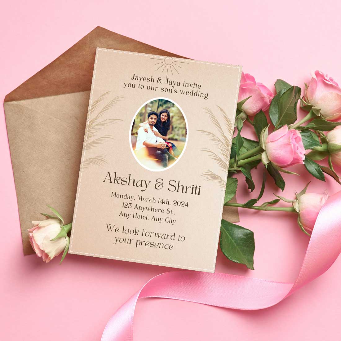 Picture Wedding Invitations Card - Personalized Marriage Invite Card-6x9 inches (Acrylic or Satin on Paper Board)(25 pcs) - Image 3