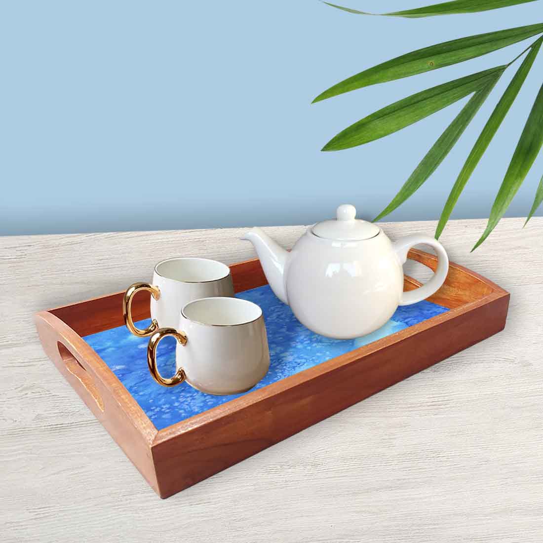 Wooden Serving Tray Set of 3 Designer Trays Serving Set - Image 2