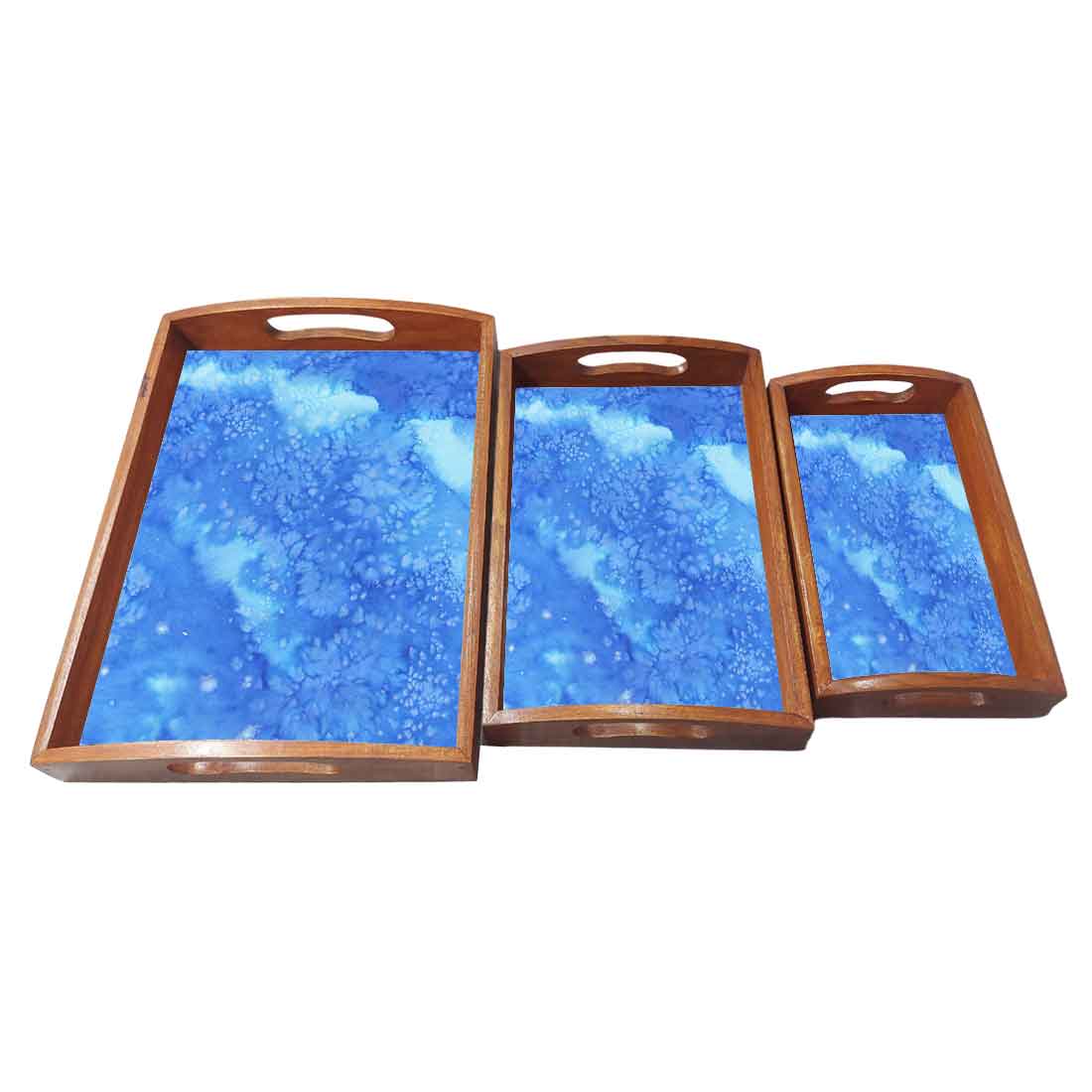 Wooden Serving Tray Set of 3 Designer Trays Serving Set - Image 4