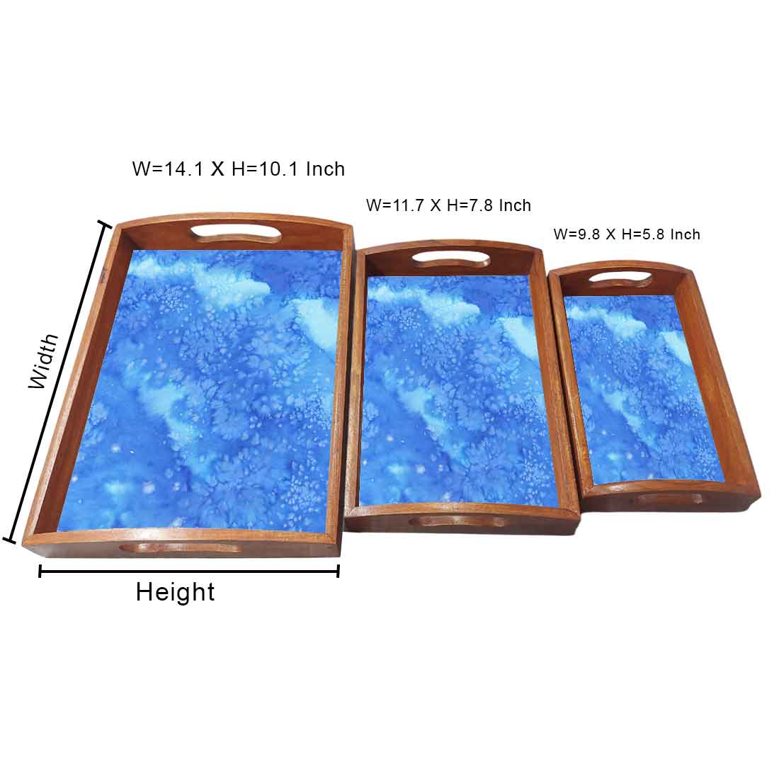 Wooden Serving Tray Set of 3 Designer Trays Serving Set - Image 5