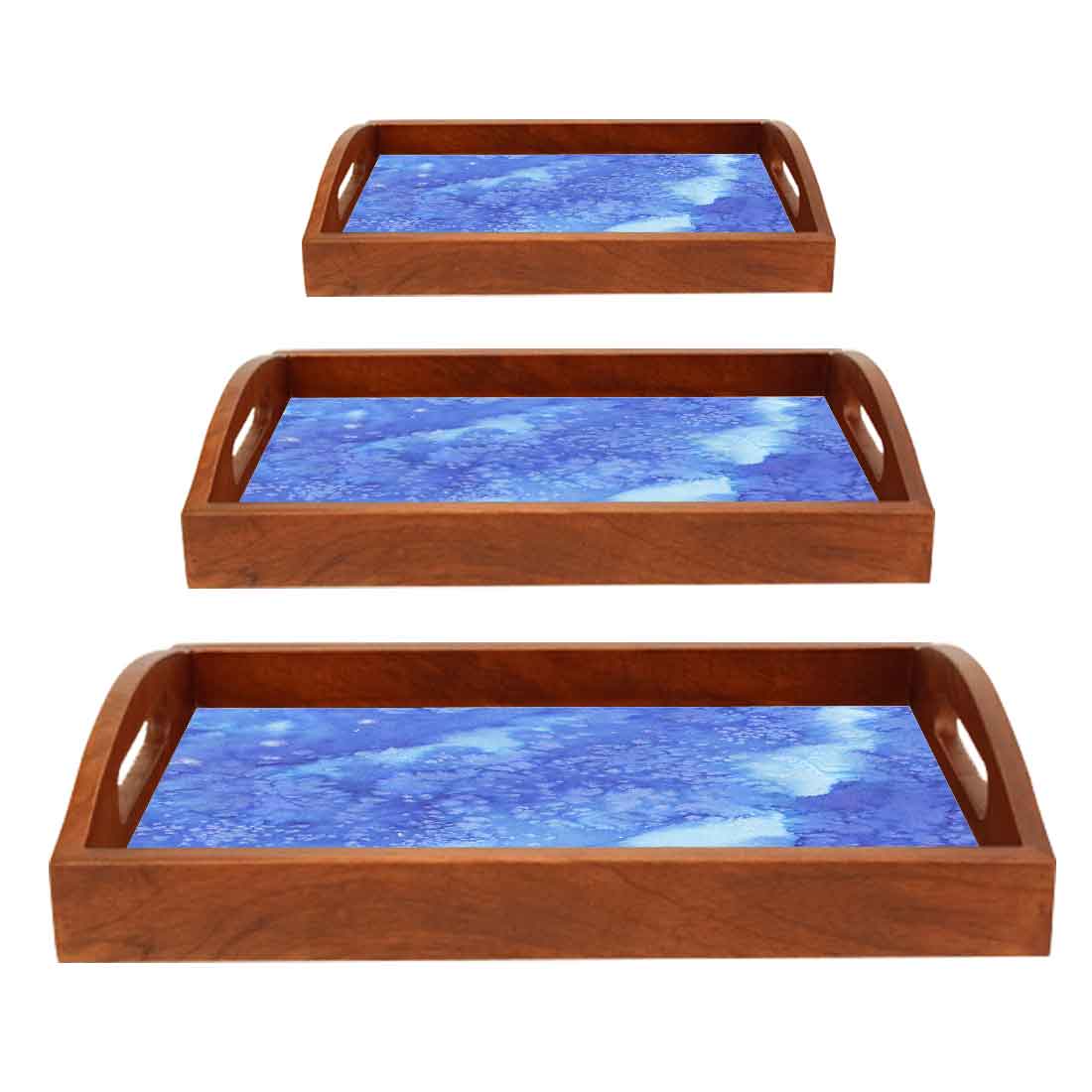 Wooden Serving Tray Set of 3 Designer Trays Serving Set - Image 6
