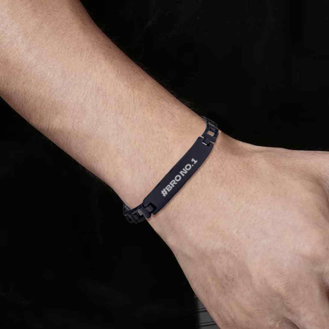 Premium Metal Rakhi Bracelet For Your Brother-Engraved with Love- Bro No 1 - Image 6