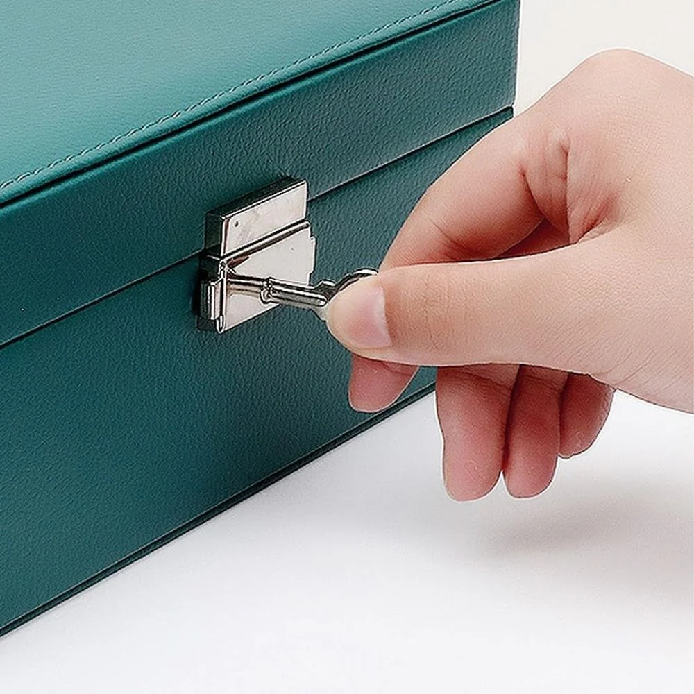 PU Leather Jewelry Organizer Box with 2 Tier Storage For Small Jewellery - Image 5