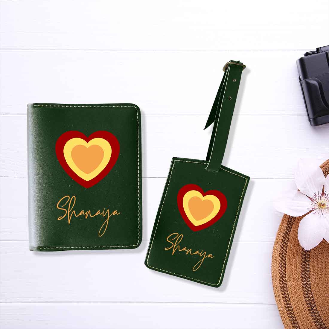 Pu Leather Personalized Passport Cover and Luggage Tag - Heart - Image 16